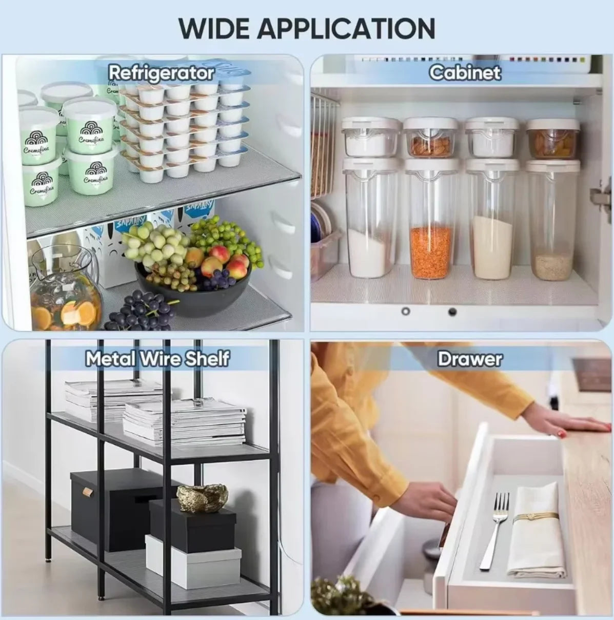 30/60cm 1.5/5M GripGuard Flex – Non-Slip Waterproof Drawer & Shelf Liner