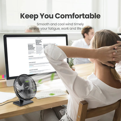 GAIATOP USB Desk Fan – Ultra Quiet, 4 Speeds, Adjustable Cooling